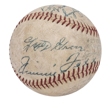1965 MLB Hall of Famers Spring Training Game Used & Multi-Signed OAL Cronin Baseball With 9 Signatures Including Jimmie Foxx, Lefty Grove, and Luke Appling (MEARS & JSA)